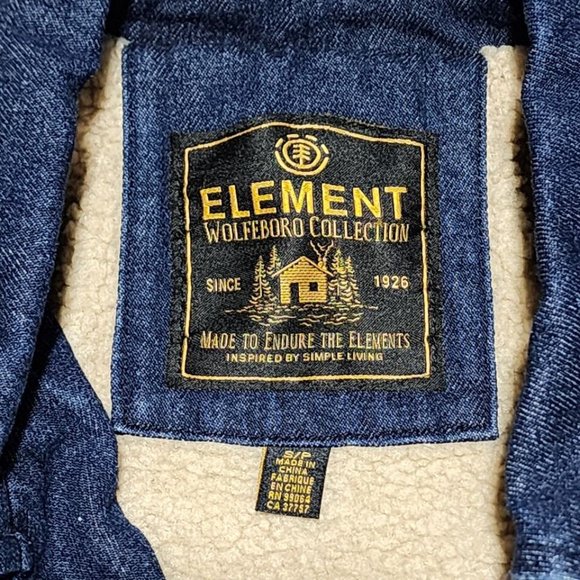 Element Wolfeboro Collection Denim Jean Jacket Size S Blue Button Up Sherpa - Picture 3 of 9